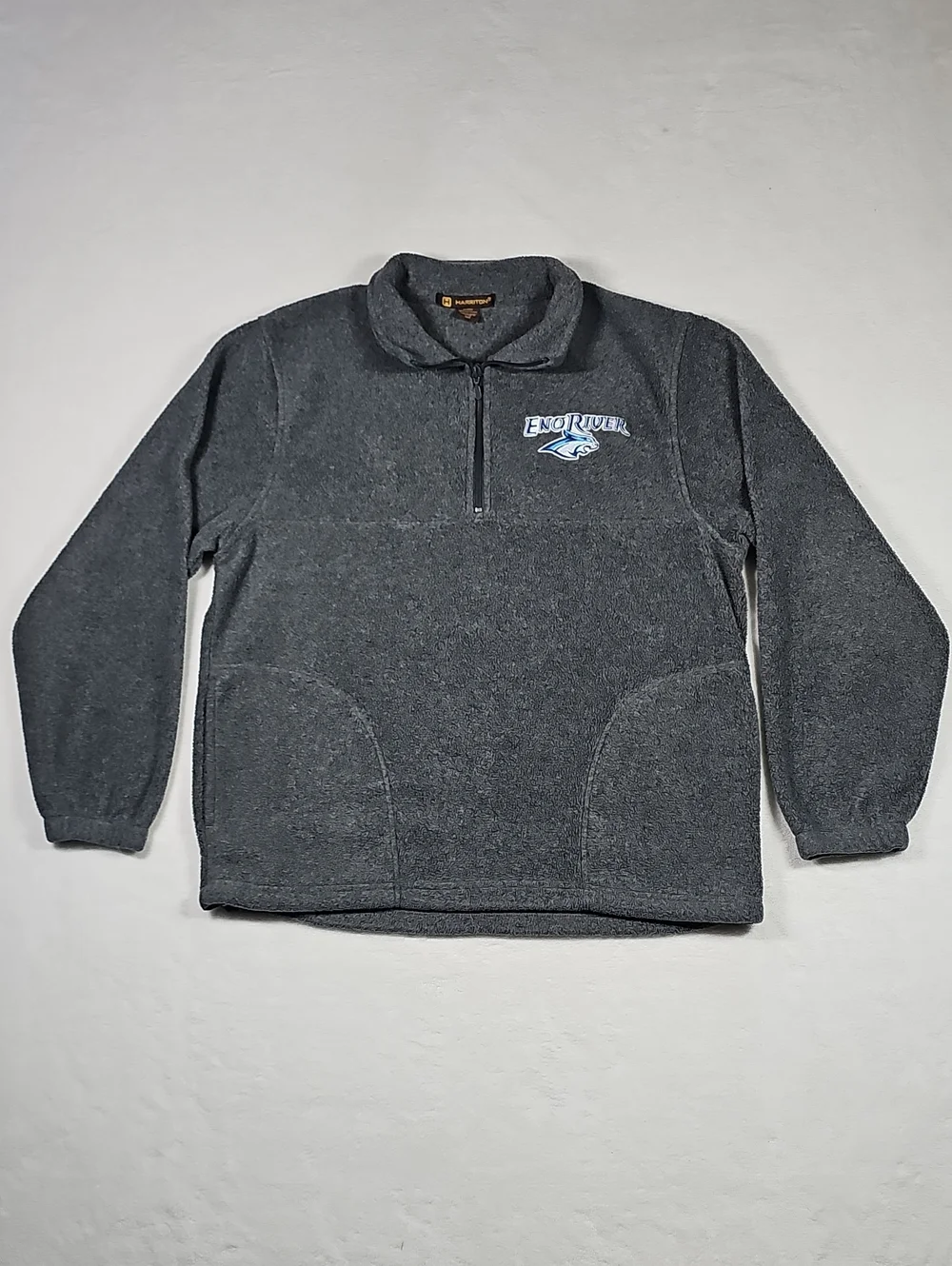Eno River Men's Dark Gray Quarter Zip Fleece Pullover - Picture 1 of 8